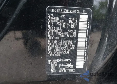 2013 Nissan Quest Sv from USA, damaged, VIN JN8AE2KPXD9069604